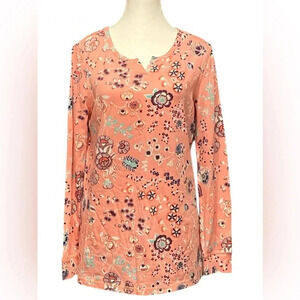Talbots floral long sleeve split top size medium